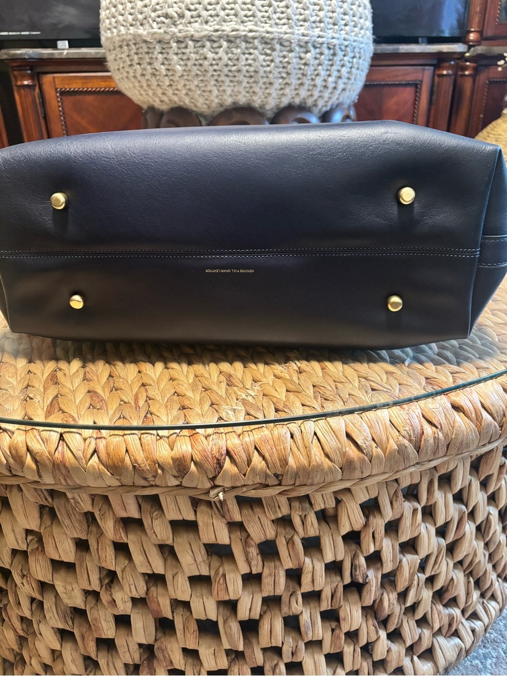Coach Empire 40 Navy Leather Satchel with Gold Hardware - Picture 13 of 14